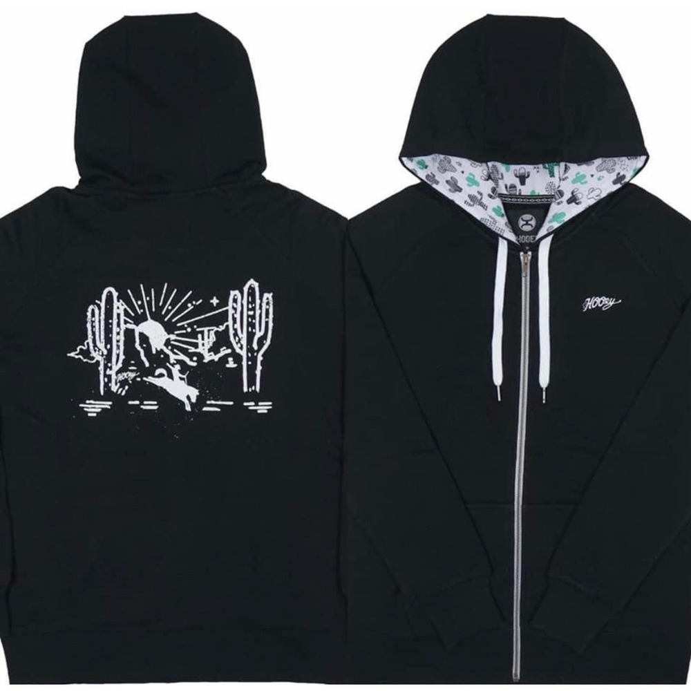 HOOEY Sedona Women's‎  Full Zip Cactus Graphic Hoodie Southwest Pullover S New